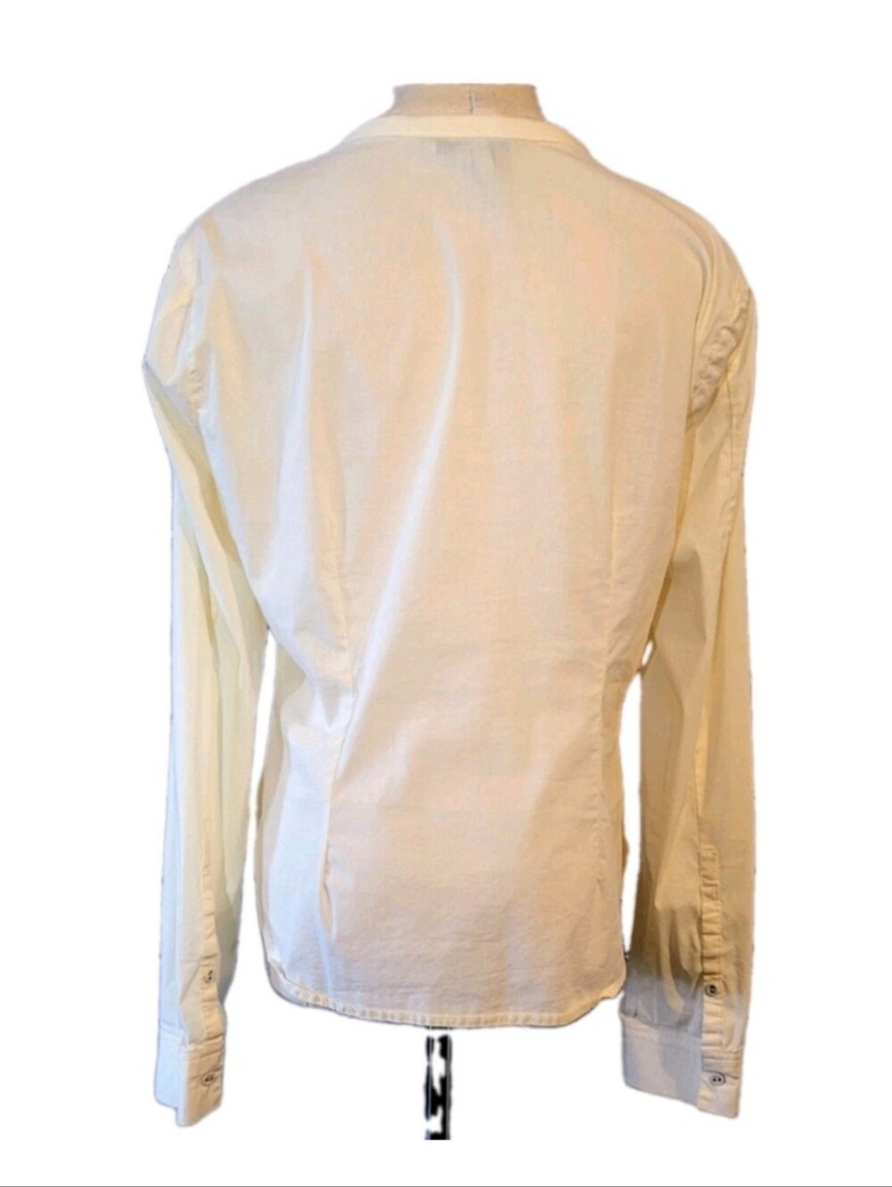 BCBGeneration Shirt Womens Size 10 Cream Pintuck Tuxedo-Style Blouse Victorian - Picture 2 of 12